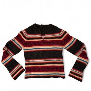 Smart Set 100% Lambswool Wave Stripe Sweater Women’s L Long Sleeve Cozy